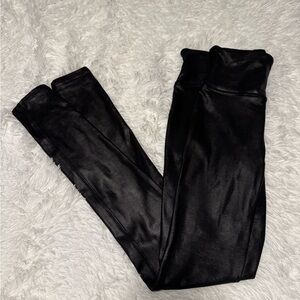 Spanx Faux Leather Leggings Black and leopard sweater